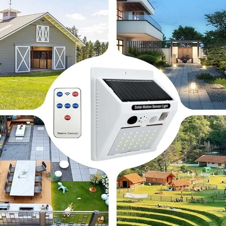 Solar Security Alarm Lamp with Motion Detector & Remote Control
