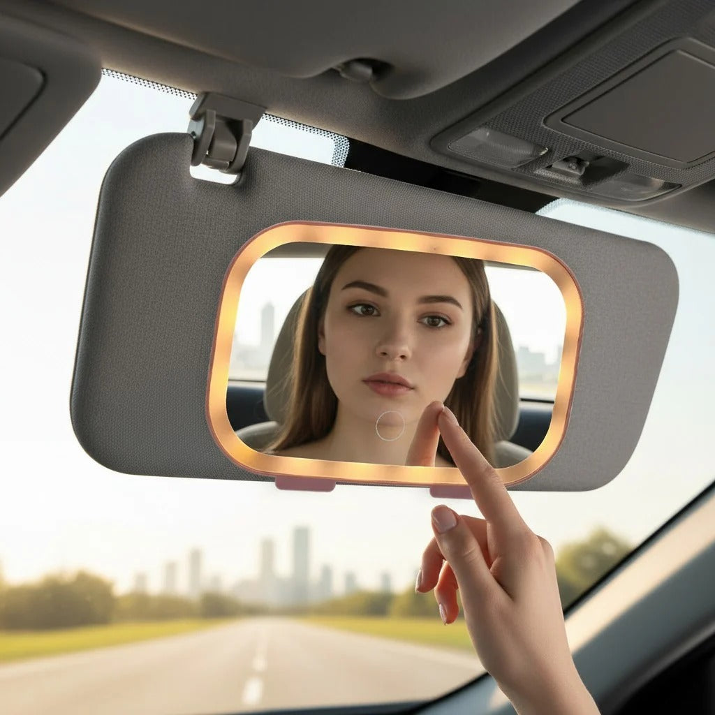 Car Sun Visor Vanity Makeup Mirror With LED Lighting Touch Control